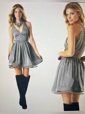 NWOT RARE Bebe Gray Fancy Dress Sz 2